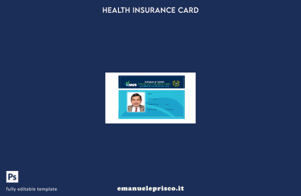 modello di tessera di assicurazione sanitaria Ghana NHIS in stile verificato
